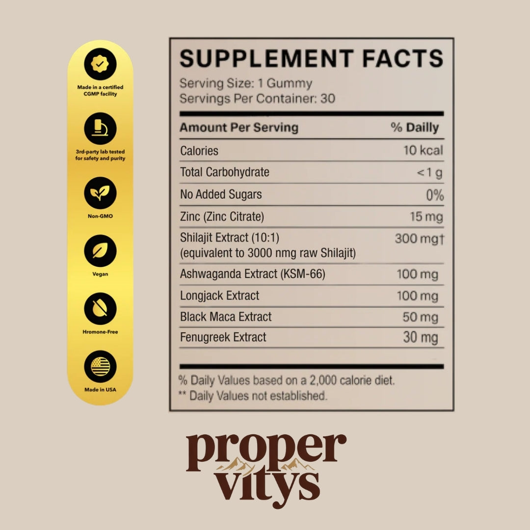 ProperVitys™ Pure Shilajit Gummies - 6-in-1 Natural Energy, Vitality & Wellness Support